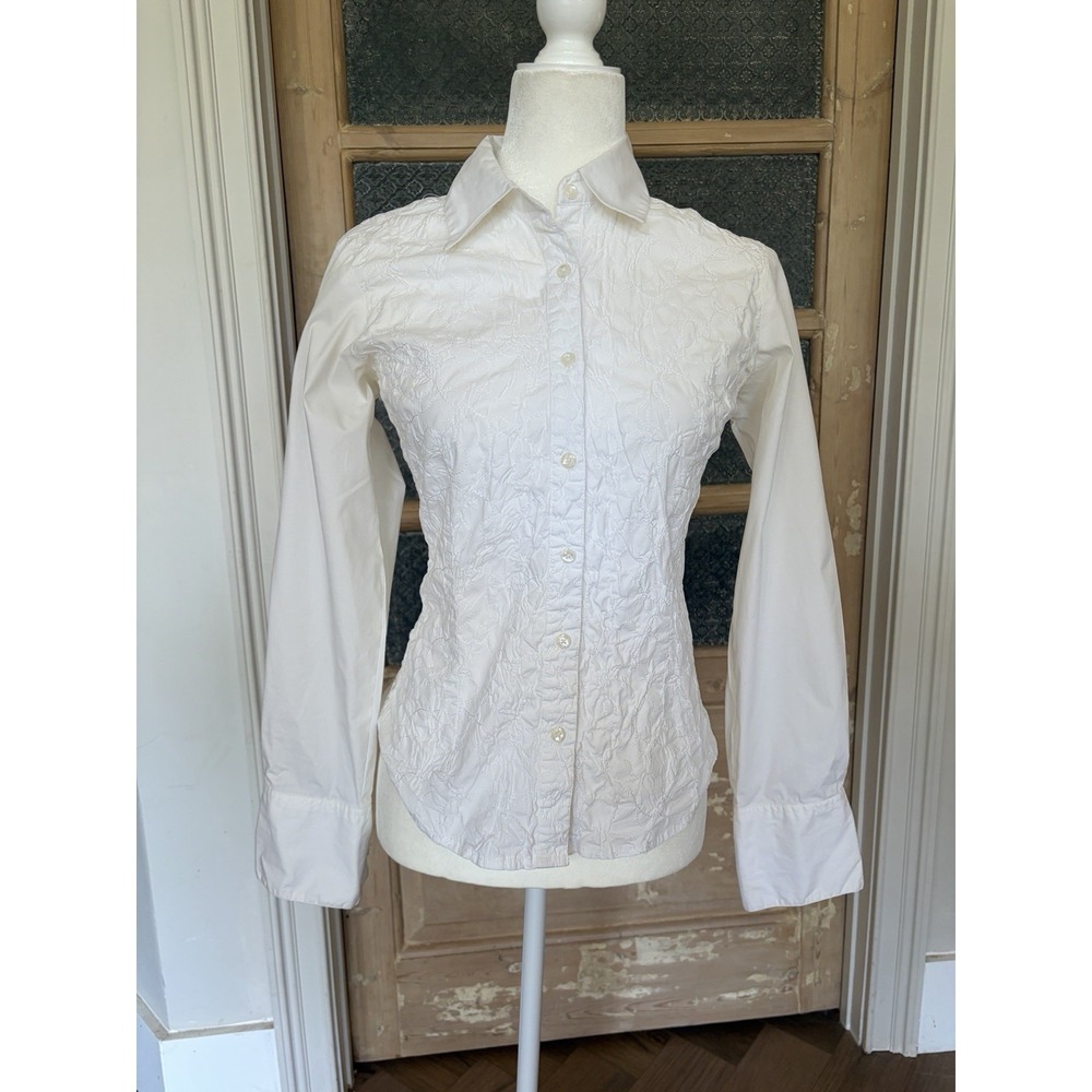 Blouse cold water Creek large white Ruched Small Dress Shirt